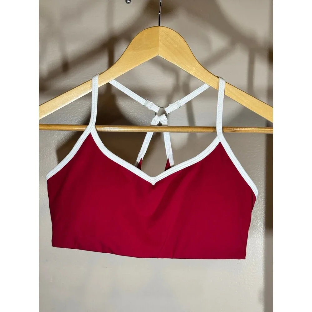 Women’s Crossback Sports Bra True Red White Trim Workout Gym PHERO Movement M - Picture 1 of 5
